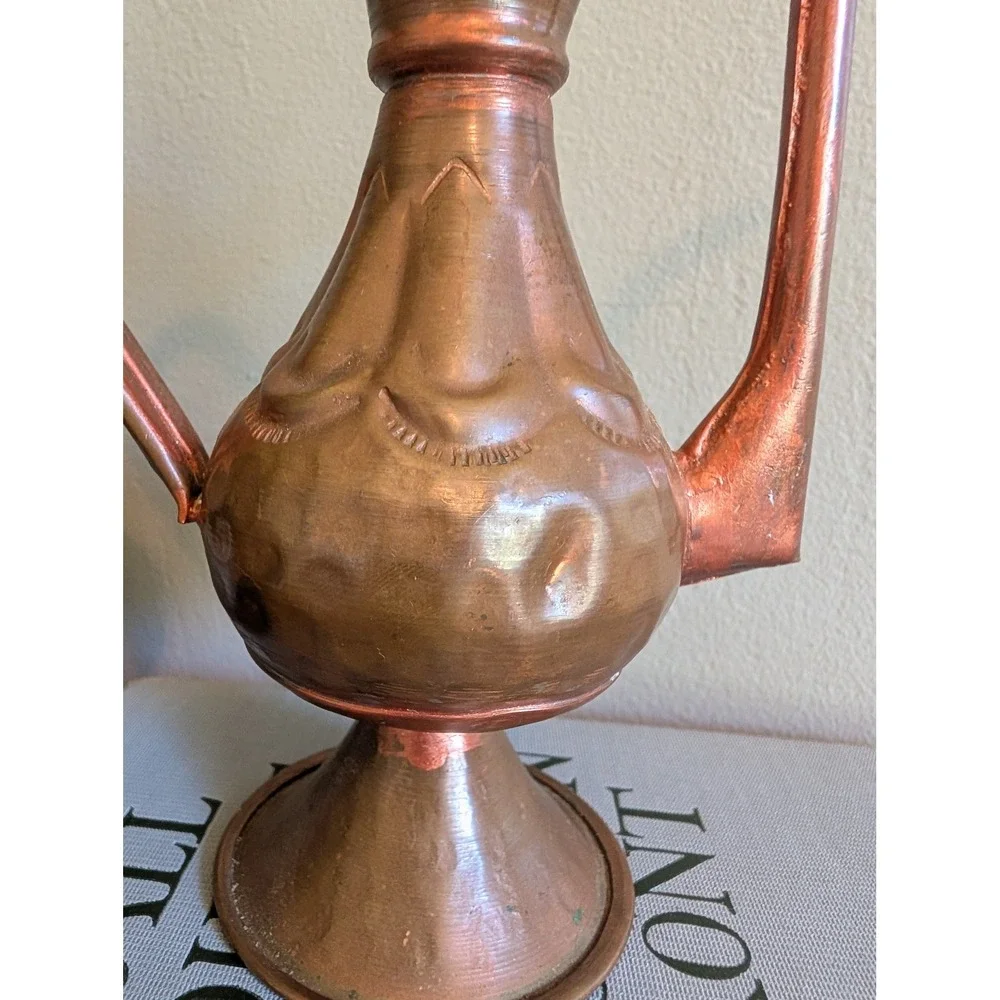 Vintage Copper Dallah Coffee Pot Middle Eastern Hand Hammered Decorative Pitcher